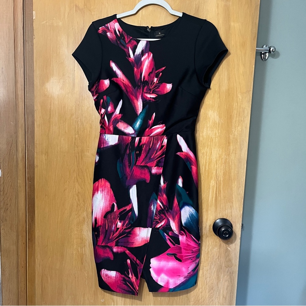Worthington Black and Pink Floral Dress Size 4